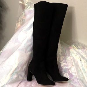 Ann Taylor faux suede over the knee black boots